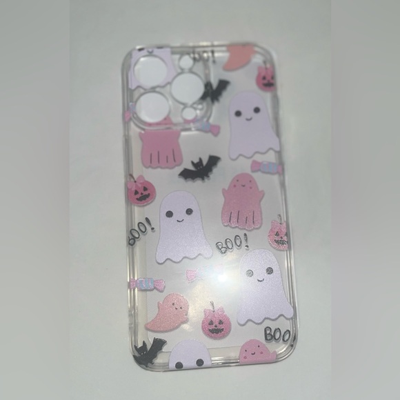 iPhone 15 ProMax Clear Transparent Halloween Ghost Print Flexible Phone Case NWT - Picture 6 of 11
